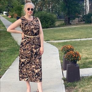 Vintage Brown Floral Dress